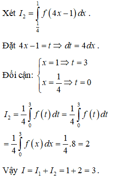 Cho hàm số f(x) liên tục trên R có tích phân từ 0 đến 3 của f(x) dx=8 (ảnh 2)