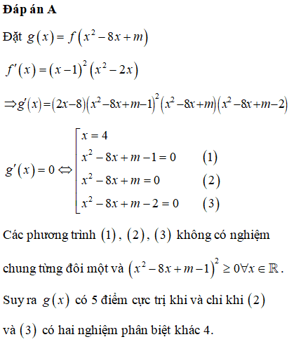 Cho hàm số y = f(x) có đạo hàm f’(x) = (x-1)^2(x^2-2x) với (ảnh 1)