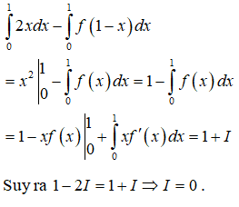 Giả sử hàm f có đạo hàm cấp hai trên R thỏa mãn f’(x)=1 và f(1-x) (ảnh 2)