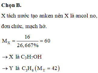 Trong ancol X, oxi chiếm 26,667% về khối lượng. Đun nóng X (ảnh 1)