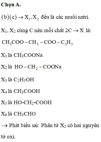 Cho sơ đồ phản ứng theo đúng tỉ lệ mol: (a) X + 2NaOH (ảnh 1)