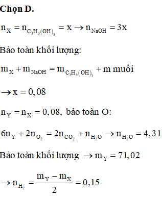 Cho 70,72 gam một triglixerit X tác dụng với dung dịch (ảnh 1)