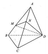 Cho tứ diện ABCD, trên cạnh AB, AC lần lượt lấy hai điểm M, N sao cho (ảnh 1)