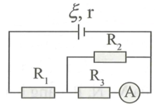 Cho mạch điện có sơ đồ như hình vẽ. Biết epsilon = 12V (ảnh 1)