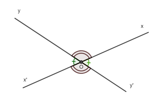 Hại đường thẳng cắt nhau tạo thành hai cặp góc (ảnh 1)