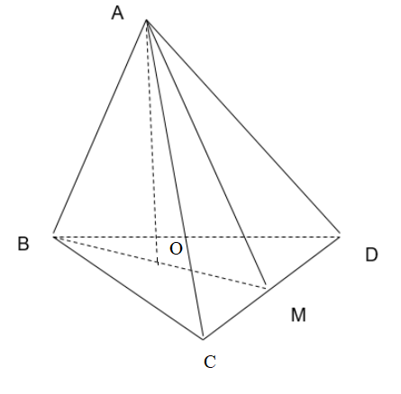 Xét khối tứ diện ABCD có cạnh AB=x và các cạnh còn lại đều bằng 2 căn 3 (ảnh 1)