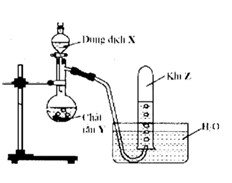 Cho hình vẽ mô tả thí nghiệm điều chế khí Z từ dung dịch X và rắn Y.   (ảnh 1)