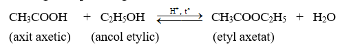 Phản ứng este hóa giữa ancol etylic và axit axetic tạo thành este có tên gọi là (ảnh 1)