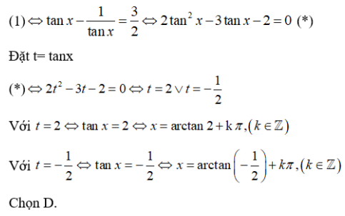 Giải phương trình sau tanx - cotx = 3/2 (ảnh 1)