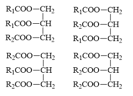 Khi đun nóng glixerol với hỗn hợp 2 axit béo C17H35COOH và C17H33COOH (ảnh 1)