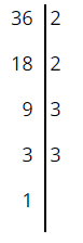 Phân tích 36 ra tích các thừa số nguyên tố bằng sơ đồ cột (ảnh 1)