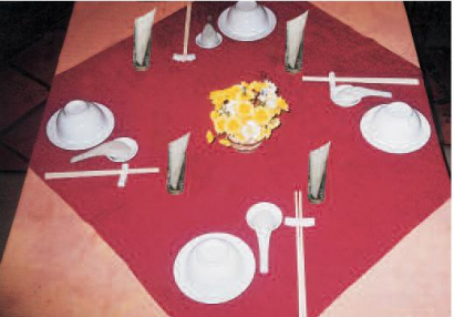 Hình ảnh nào sau đây thể hiện cách đặt bàn ăn theo phong cách Việt Nam (ảnh 1)