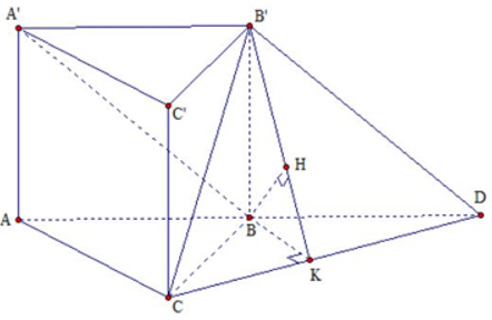 Cho hình lăng trụ đứng ABC.A'B'C' có đáy ABC là tam giác đều cạnh  a. Cạnh bên AA'=A căn 2. Khoảng cách giữa hai đường thẳng A'B và B'C là (ảnh 1)