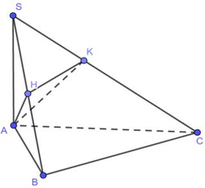 Cho hình chóp S.ABC có SA=4, SA vuông góc với (ABC). Tam giác ABC vuông cân tại B và AC=2.H,K lần lượt thuộc SB,SC sao cho HS=HB, KC=2KS. Thể tích khối chóp A.BHKC  (ảnh 1)