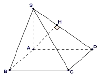 Cho hình chóp S.ABCD có SA vuông góc với (ABCD), đáy ABCD là hình chữ nhật. Biết AD = 2a, SA = a. (ảnh 1)