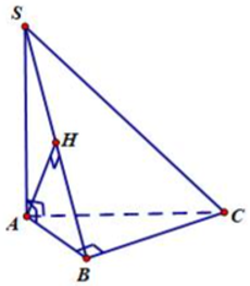 Cho hình chóp S.ABC trong đó SA,SB,SC  vuông góc với nhau từng đôi một. Biết  SA=AB=a căn bậc hai của 3. Khoảng cách từ a  đến   bằng (ảnh 1)