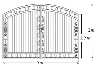 Ông An muốn làm cửa rào sắt có hình dạng và kích thước như hình vẽ bên,  (ảnh 1)
