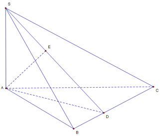 Cho hình chóp SABC có đáy là tam giác vuông tại A, AB=a (ảnh 1)