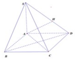 Cho hình chóp S.ABCD có đáy là hình vuông cạnh a vuông góc với mặt phẳng đáy và SA=a căn 2  (minh họa như hình bên dưới). (ảnh 2)