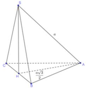 Cho hình chop S.ABC  có đáy ABC  là tam giác đều cạnh a  Hình chiếu vuông góc của S  lên ABC trùng với trung điểm của cạnh  BC Biết tam giác SBC là tam giác đều. Số đo của góc giữa   và   bằng (ảnh 1)