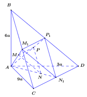 Cho tứ diện có đôi một vuông góc với  ,  ,  . Gọi   lần lượt là trọng tâm các tam giác . Thể tích của khối tứ diện bằng:  (ảnh 1)