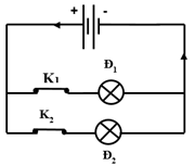 Vẽ sơ đồ mạch điện và biểu diễn chiều dòng điện trong mạch điện (ảnh 3)
