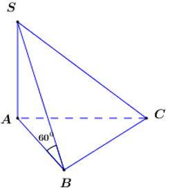 Cho hình chóp có đáy  là tam giác đều cạnh vuông góc với mặt phẳng  , góc giữa đường thẳng  và mặt phẳng bằng. Thể tích của khối chóp đã cho bằng:  (ảnh 1)