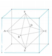 Người ta gọt một khối lập phương gỗ để lấy khối tám mặt đều nội tiếp nó (tức là khối có các đỉnh là các tâm của các mặt khối lập phương). Biết các cạnh của khối lập phương bằng a. Hãy tính thể tích của khối tâm mặt đều đó. (ảnh 1)