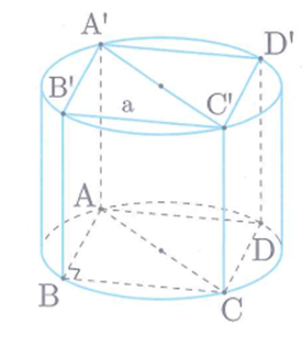 Cho hình trụ ngoại tiếp hình lập phương cạnh a. Diện tích xung quanh hình trụ là (ảnh 1)