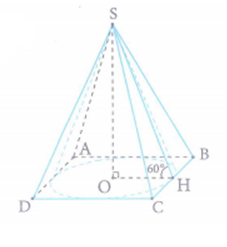 Cho hình chóp tứ giác đều S.ABCD có cạnh đáy bằng 2a. Góc giữa mặt bên và mặt đáy bằng 60°. Khi đó thể tích hình nón nội tiếp hình chóp S.ABCD là (ảnh 1)