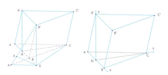 Cho hình lăng trụ ABC.A'B'C' có mặt đáy là tam giác đều cạnh AB = 2a. Hình chiếu vuông góc của A' lên mặt phẳng (ABC) (ảnh 1)