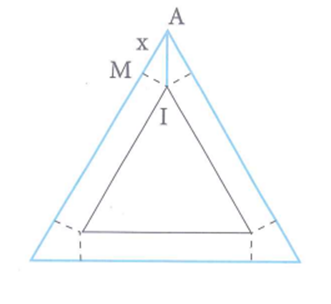 Cắt ba góc của một tam giác đểu cạnh bằng a các đoạn bằng x, (0 nhỏ hơn x nhỏ hơn a/2)  phần còn lại là một tam giác đều (ảnh 3)