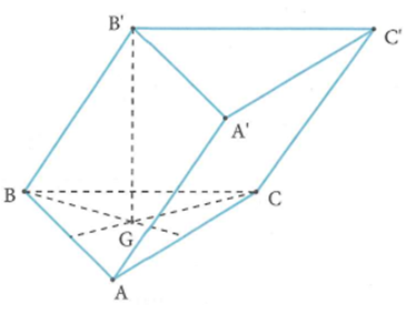 Cho lăng trụ tam giác ABC.A'B'C' có BB' = a , góc giữa đường thẳng BB' và mặt phẳng (ABC) bằng 60 độ (ảnh 1)