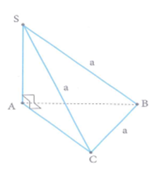 Khối chóp S.ABC có SA vuông góc với đáy, SBC là tam giác đều cạnh a, tam giác ABC vuông tại A. Thể tích của khối chóp S.ABC bằng (ảnh 1)