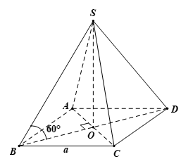 Cho hình chóp tứ giác đều S.ABCD  có cạnh đáy bằng a (ảnh 1)