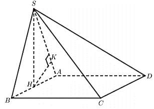 Cho hình chóp S.ABCD có đáy ABCD là hình vuông cạnh a. Tam giác SAB đều và nằm trong mặt phẳng vuông góc với đáy. Tính khoảng cách từ điểm C đến mặt phẳng . (ảnh 1)