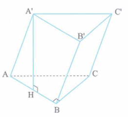 Cho hình lăng trụ ABC.A'B'C' có đáy ABC là tam giác vuông cân tại B và AC = 2a. Hình chiếu vuông góc của A' trên mặt phẳng ABC là trung điểm H của cạnh AB và A'A = a căn bậc 2 của 2 . Thể tích   của khối lăng trụ đã cho là (ảnh 1)