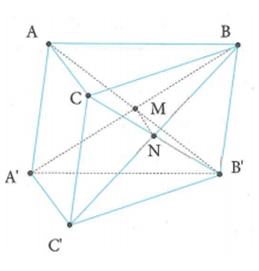 Cho khối lăng trụ tam giác đều ABC.A'B'C' . Các mặt phẳng (AB'C) và (A'BC') chia lăng trụ thành 4 phần. Thể tích phần nhỏ nhất trong 4 phần được tạo ra bằng bao nhiêu thể tích V của lăng trụ bằng 1 (ảnh 1)