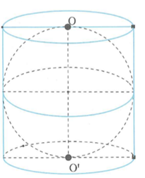 Cho hình trụ (T)  có bán kính đáy R , trục OO'  bằng 2R  và mặt cầu (S) có đường kính là OO' (ảnh 1)