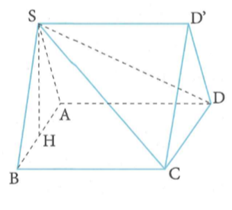 Cho hình chóp SABCD  có đáy ABCD là hình vuông cạnh 2a . Tam giác SAB vuông tại S (ảnh 1)