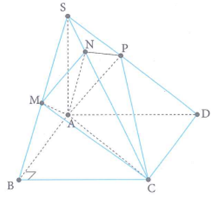 Cho hình chóp S.ABCD có đáy là hình vuông cạnh 2 căn bậc 2 của 2  , cạnh bên SA vuông góc với mặt phẳng đáy (ảnh 1)