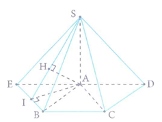 Cho hình chóp S.ABCD có đáy ABCD là hình vuông cạnh a, biết SA vuông góc với đáy (ABCD) và SA = 2a. tính khoảng cách h giữa hai đường thẳng AC và SB (ảnh 1)