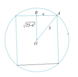 Cho khối cầu có bán kính bằng 5. Xác định độ dài bán kính đáy của khối trụ nội tiếp khối cầu đã cho, biết diện tích xung quanh của hình trụ bằng một nửa diện tích mặt cầu. (ảnh 1)
