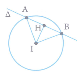 Tìm tất cả các giá trị của m để đường thẳng đi qua điểm cực đại, cực tiểu của đồ thị hàm số y = x^3 - 3mx + 2 cắt đường tròn tâm I(1;1), bán kính bằng 1 tại 2 điểm phân biệt A, B sao cho diện tích tam giác IAB bằng   (ảnh 1)