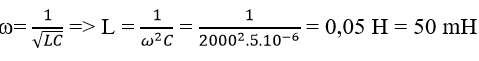 Cường độ dòng điện tức thời trong mạch LC có dạng i=I0cos(2000t) (A) (ảnh 1)