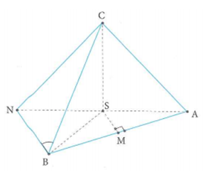 Cho hình chóp SABCD có SA,SB,SC đôi một vuông góc với nhau và SA = SB = SC = a . Gọi M là trung điểm của AB , góc giữa hai đường thẳng SM và BC  bằng (ảnh 1)