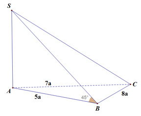 Cho khối chóp tam giác S.ABC có SA vuông góc (ABC) , tam giác    (ảnh 1)