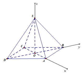 Cho hình chóp S.ABCD đáy là hình thoi tâm O và SO vuông góc với ABCD (ảnh 1)