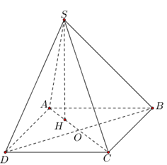 Cho hình chóp S.ABCD có đáy  ABCD là hình vuông cạnh a,  (ảnh 1)