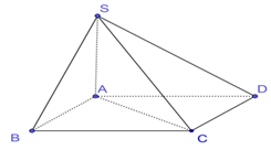 Cho hình chóp SABCD có đáy là hình vuông cạnh a   (ảnh 1)